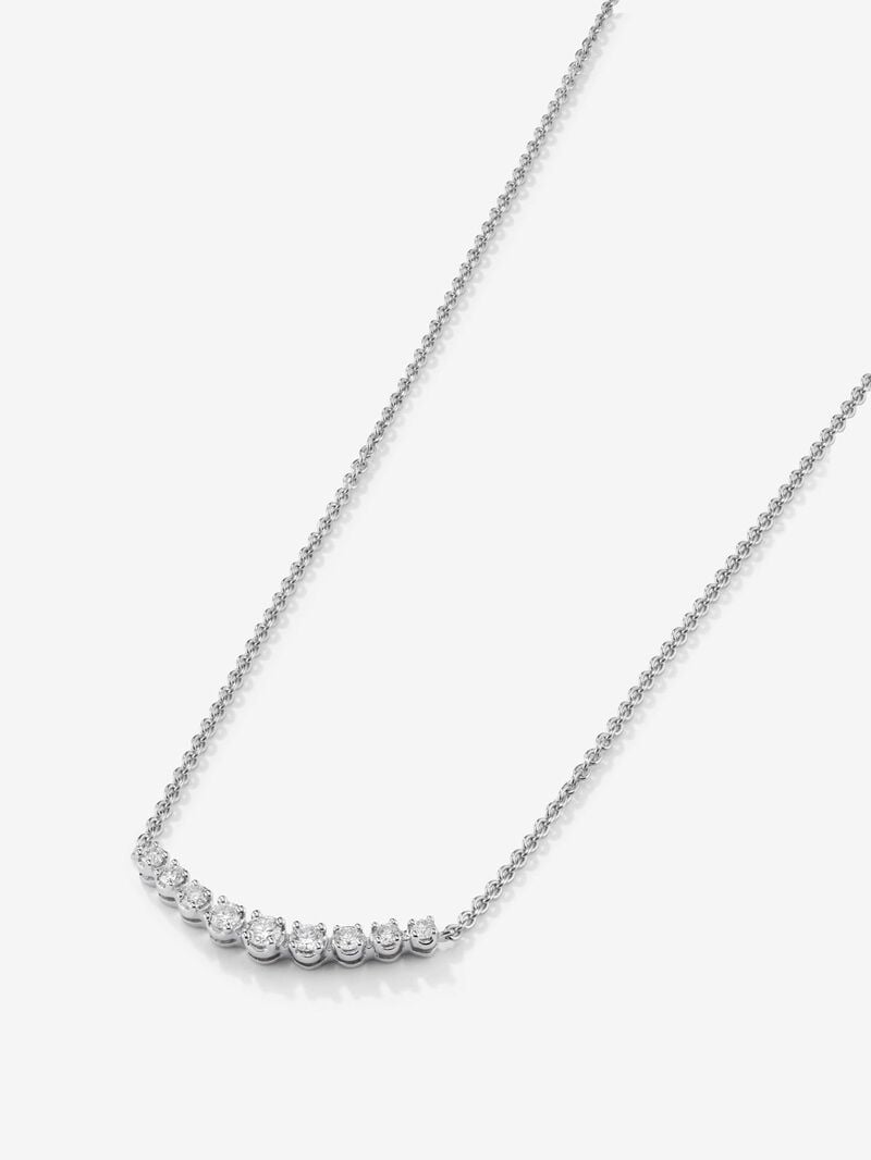 18K white gold necklace with 9 brilliant-cut diamonds with a total of 0.26 cts image number 2
