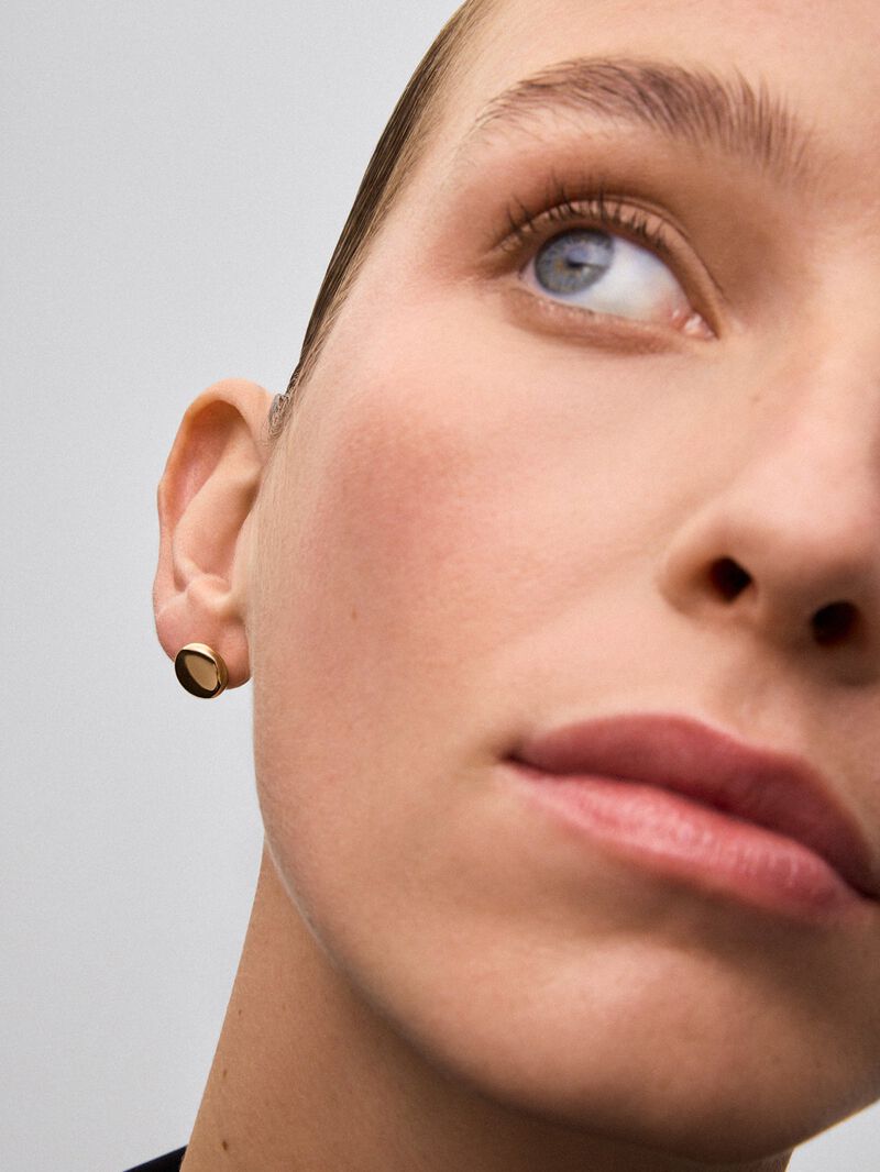18K rose gold earrings with circular shape image number 3