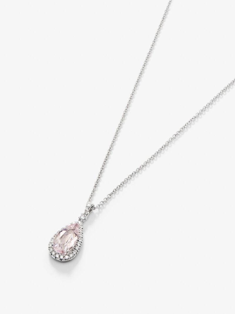 18K white gold pendant with pear-cut pink morganite measuring 1.44 and 29 brilliant-cut diamonds with a total of 0.19 cts image number 2