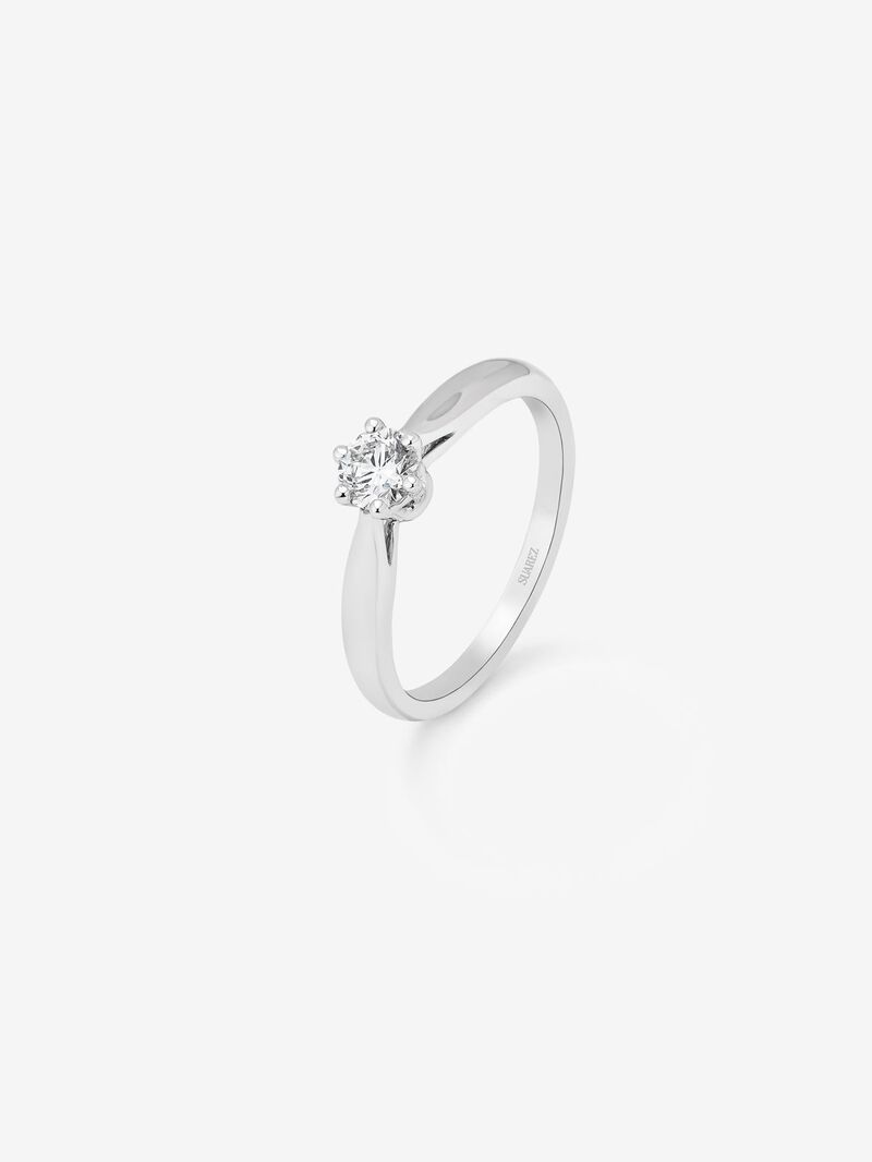 18K White Gold Commitment Ring with 0.25 carat central diamond image number 0