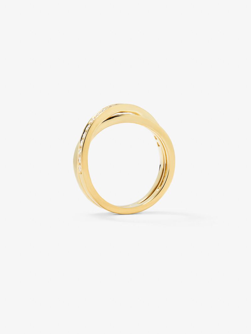 18K yellow gold cross ring with 20 brilliant-cut diamonds with a total of 0.29 cts image number 4