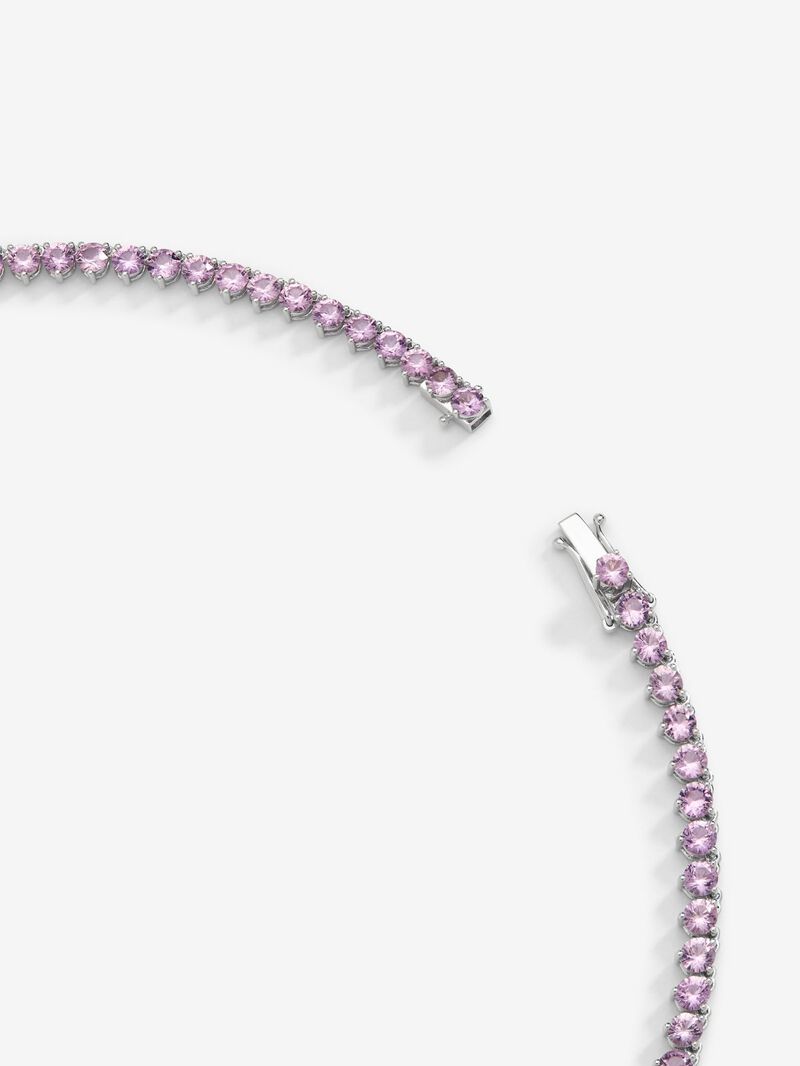 18K white gold rivière necklace with 71 pear-cut and brilliant-cut pink sapphires of 26.89 cts and 103 brilliant-cut diamonds with a total of 3.85 cts image number 4