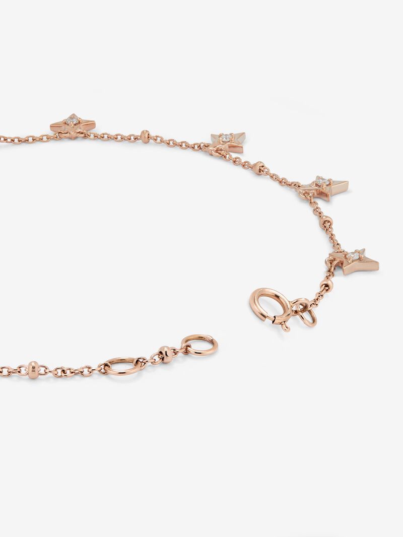 18K Rose Gold Bracelet Chain with Diamond Stars image number 4