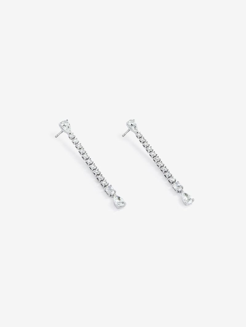 Long 18k White Gold Earries with Diamonds image number 2