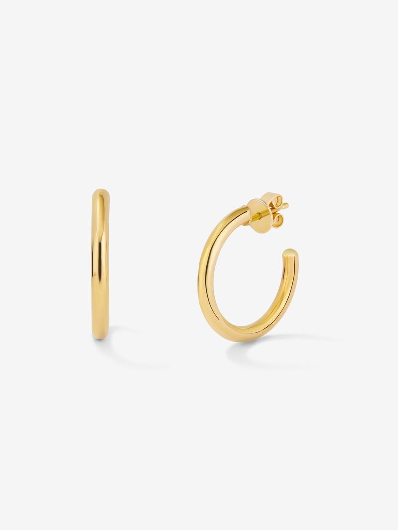 Medium Smooth Hoop Earrings in 18K Yellow Gold image number 0
