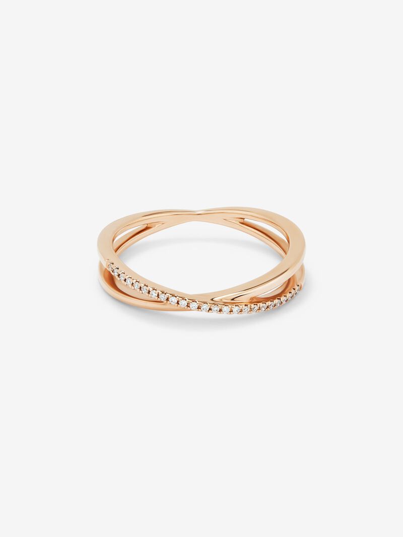 18K rose gold cross ring with 24 brilliant-cut white diamonds with a total of 0.07 cts image number 2