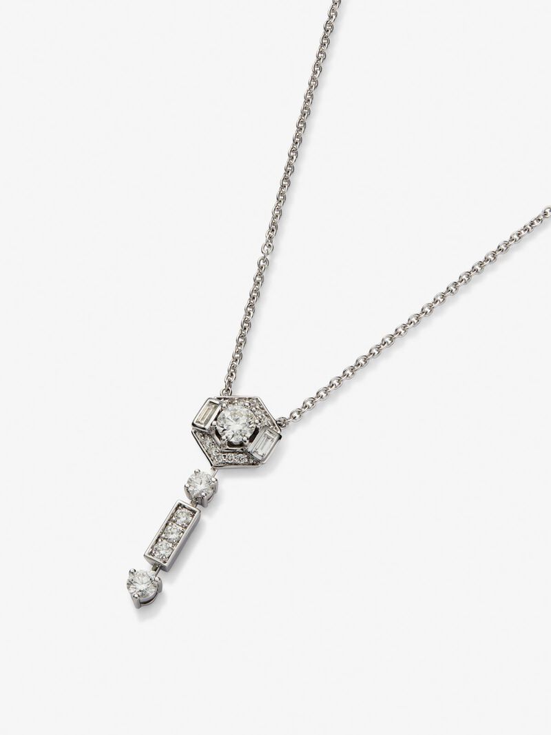 18K white gold pendant with 0.5 ct brilliant and baguette cut diamonds image number 2