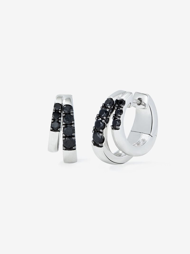 Double hoop earrings made of 925 silver with spinels. image number 0