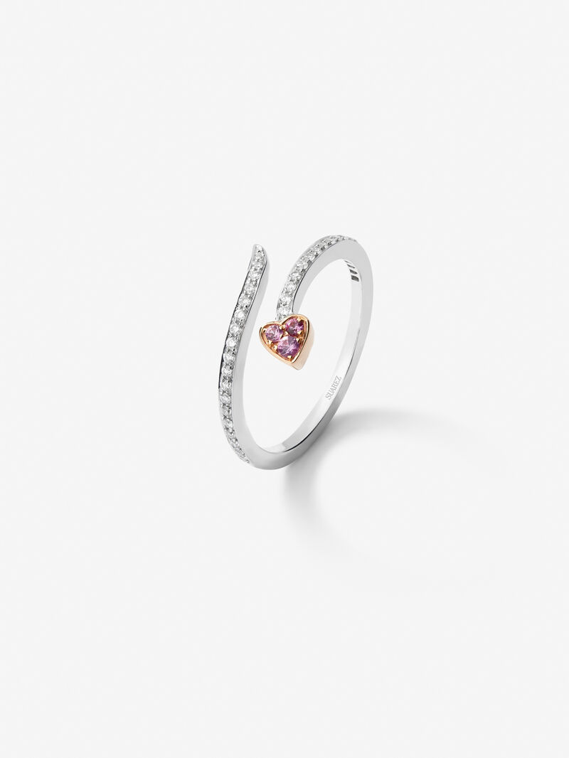 18kt pink and white gold ring with diamonds and sapphires image number 0