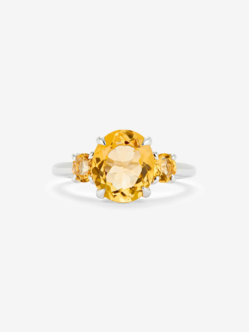 925 silver triplet ring with 3 oval-cut citrine quartz with a total of 3.14 cts image number 2
