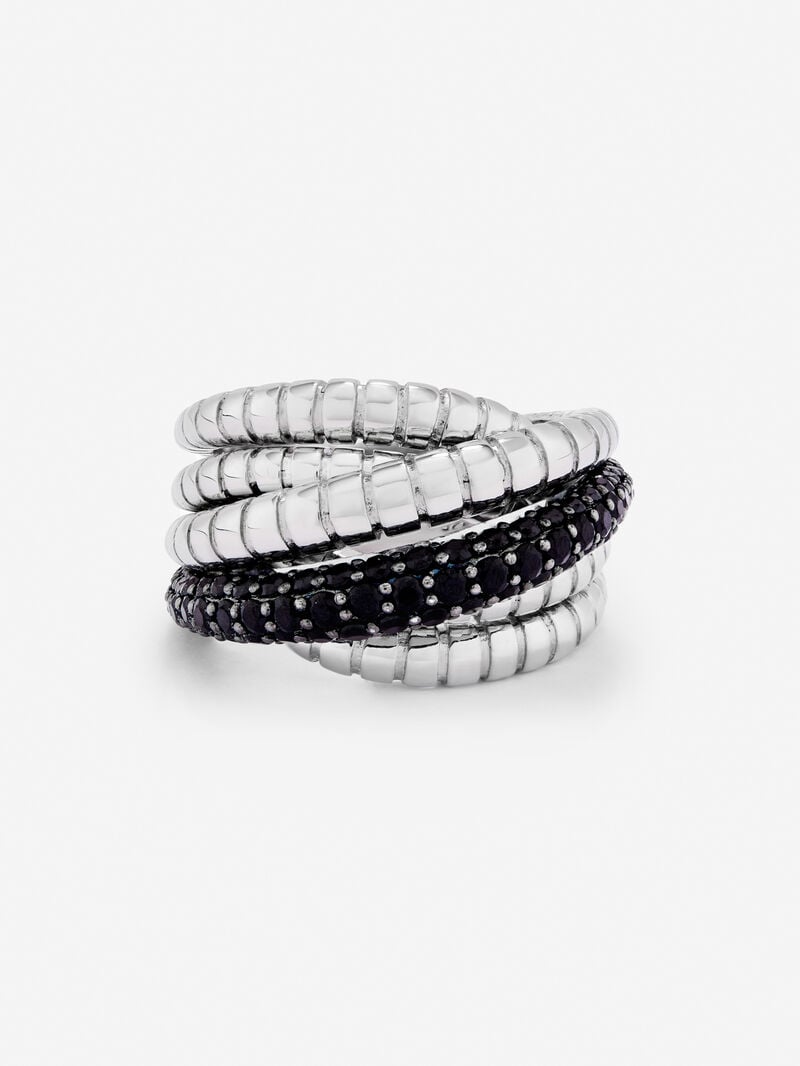 925 silver multi-arm ring with brilliant-cut black spinels image number 2