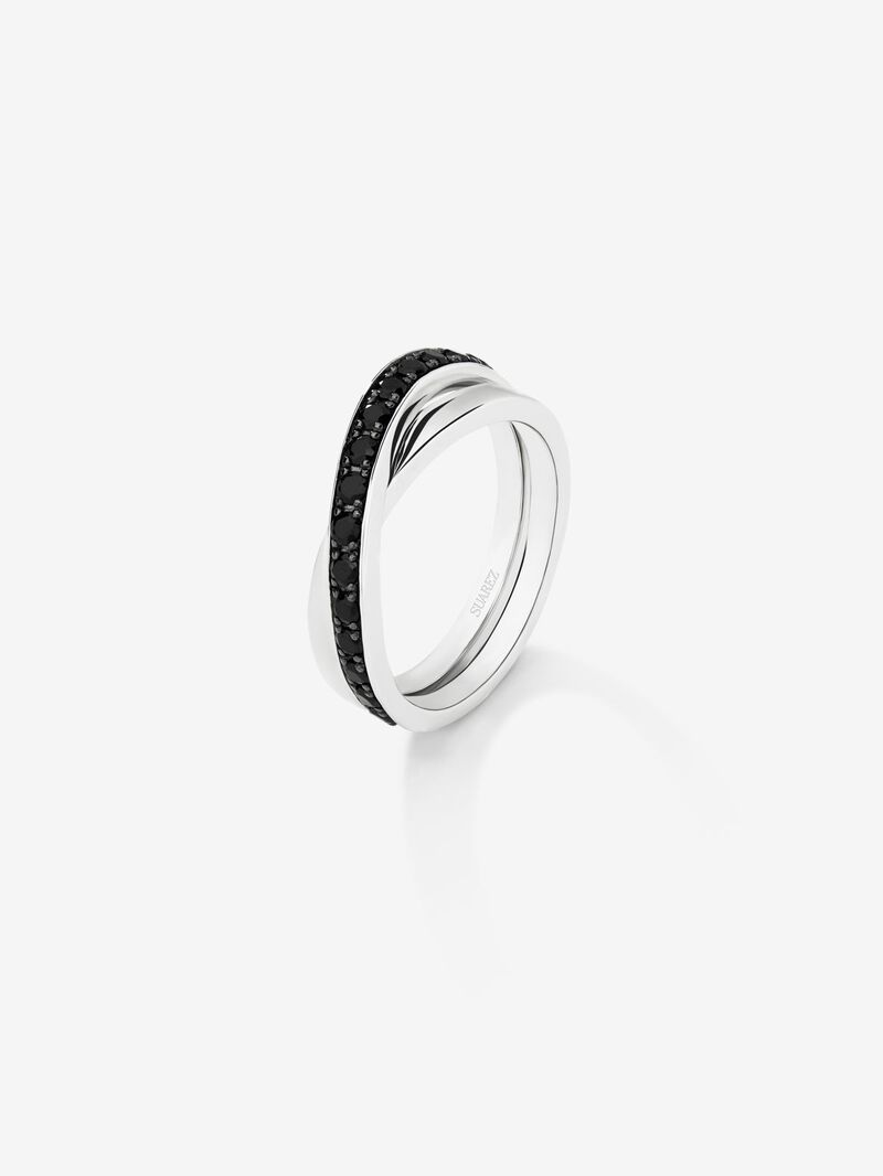 927 Silver Crossed Ring with Spinel Stones image number 0