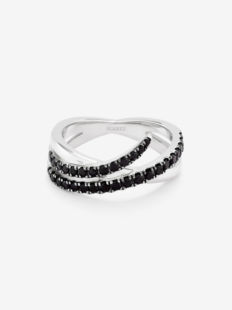 925 silver multi-arm ring with 32 brilliant-cut black spinels image number 2