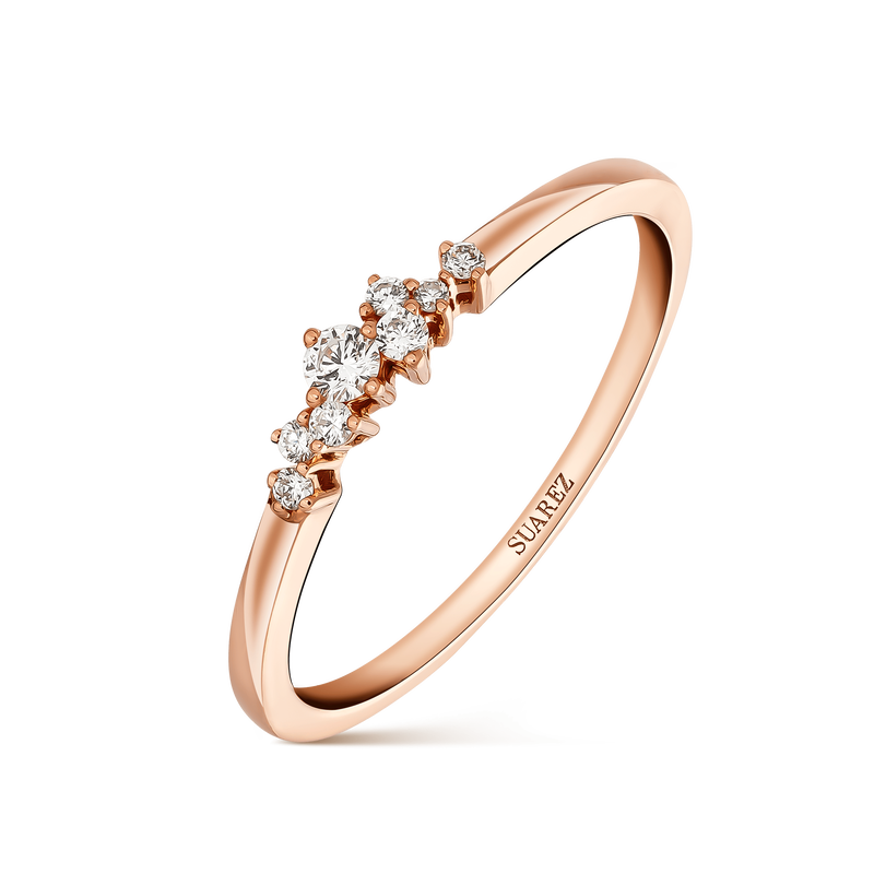 Anillo constelación Orión de oro rosa de 18kt con diamantes de 0,10cts, SO17099-ORD_V