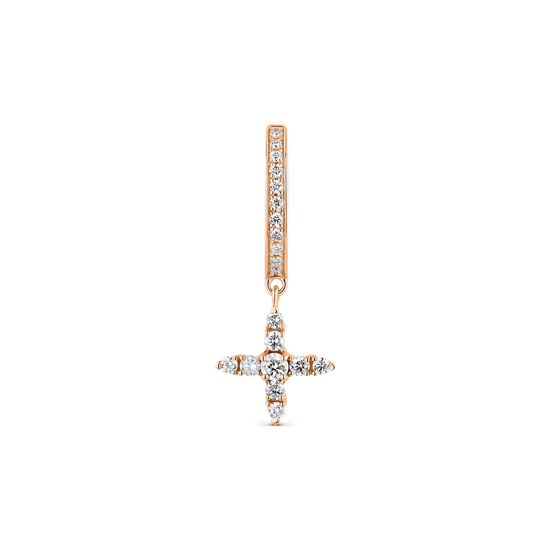 Pendiente individual criolla de oro rosa de 18kt con estrella de Orión y diamantes, PE21035-ORD_V
