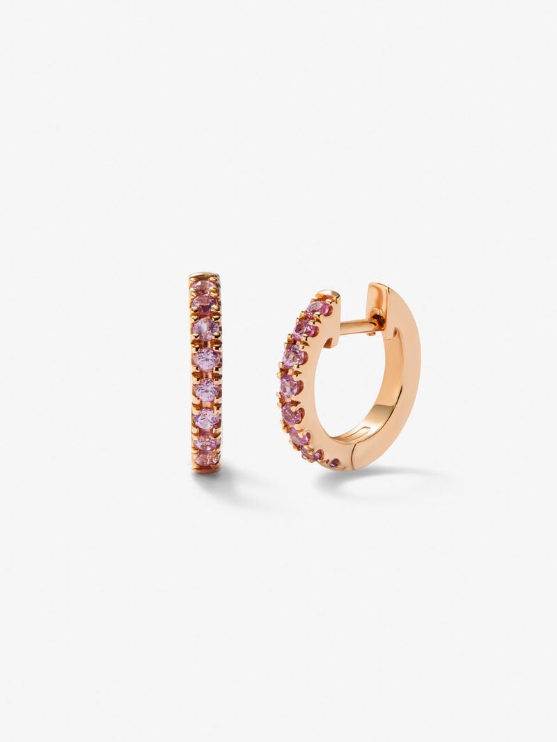 18K rose gold hoop earrings with 16 brilliant-cut pink sapphires with a total of 0.23 cts image number 0