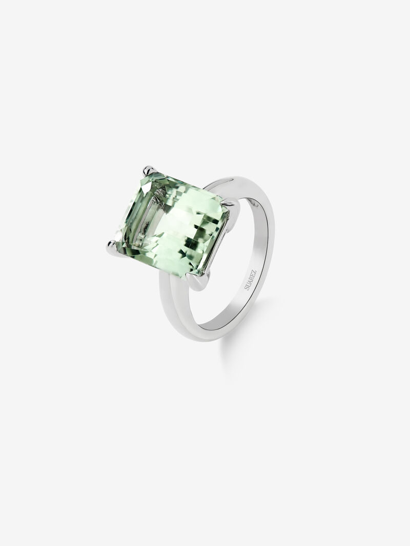 925 Silver ring with green amethyst image number 1