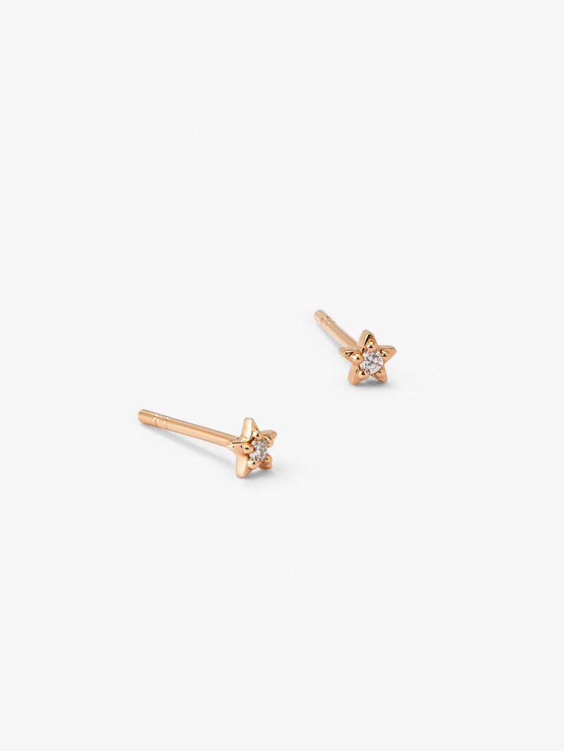 18K rose gold earrings with 2 brilliant-cut diamonds with a total of 0.03 cts image number 2