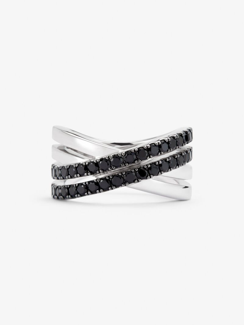 Cross multi-arm ring in 925 silver with 36 brilliant-cut black spinels with a total of 0.36 cts image number 1
