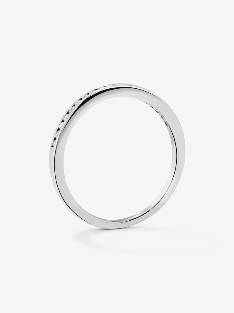 Half band engagement ring in 18K white gold with diamonds on band 0.10ct image number 4