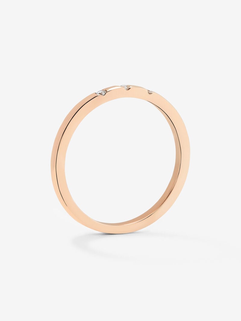 18K rose gold ring with 3 brilliant-cut diamonds with a total of 1.4 cts image number 3