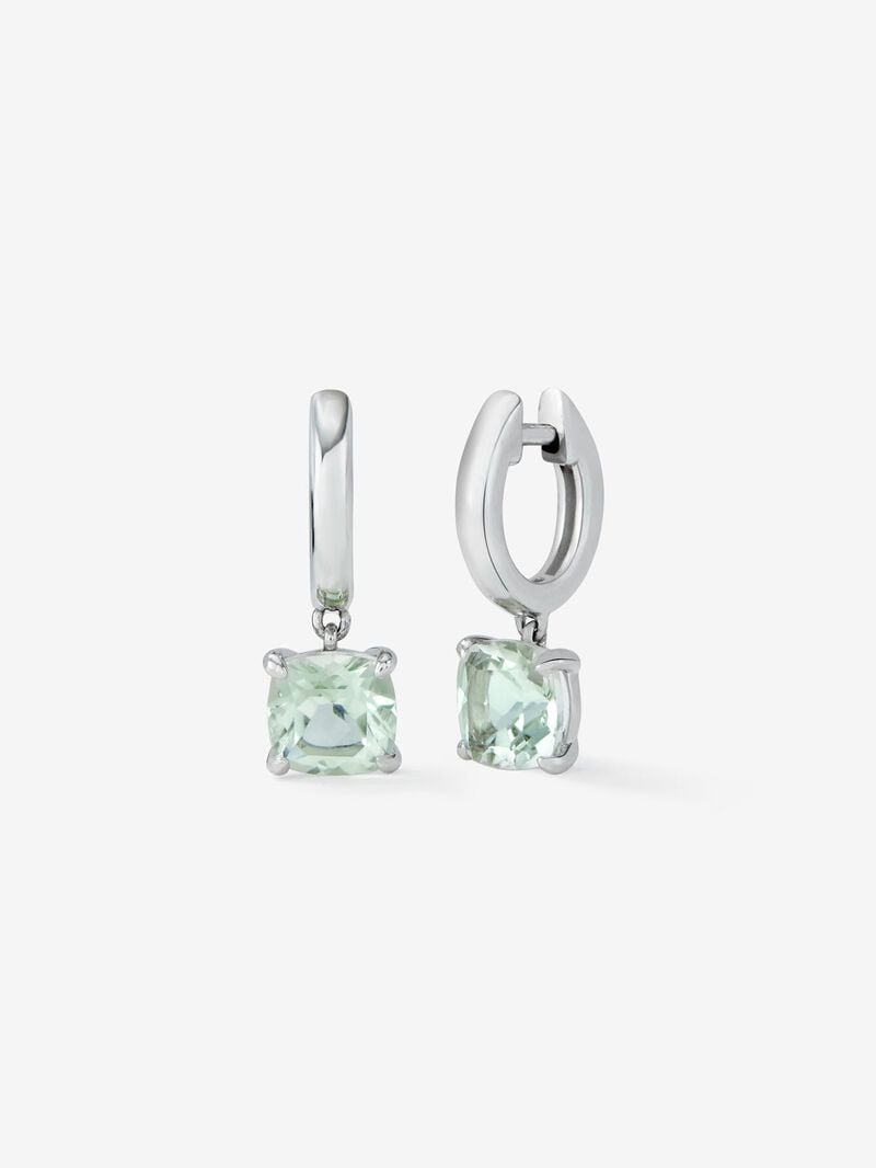 925 silver earrings with 3.2 ct cushion-cut green amethysts image number 0