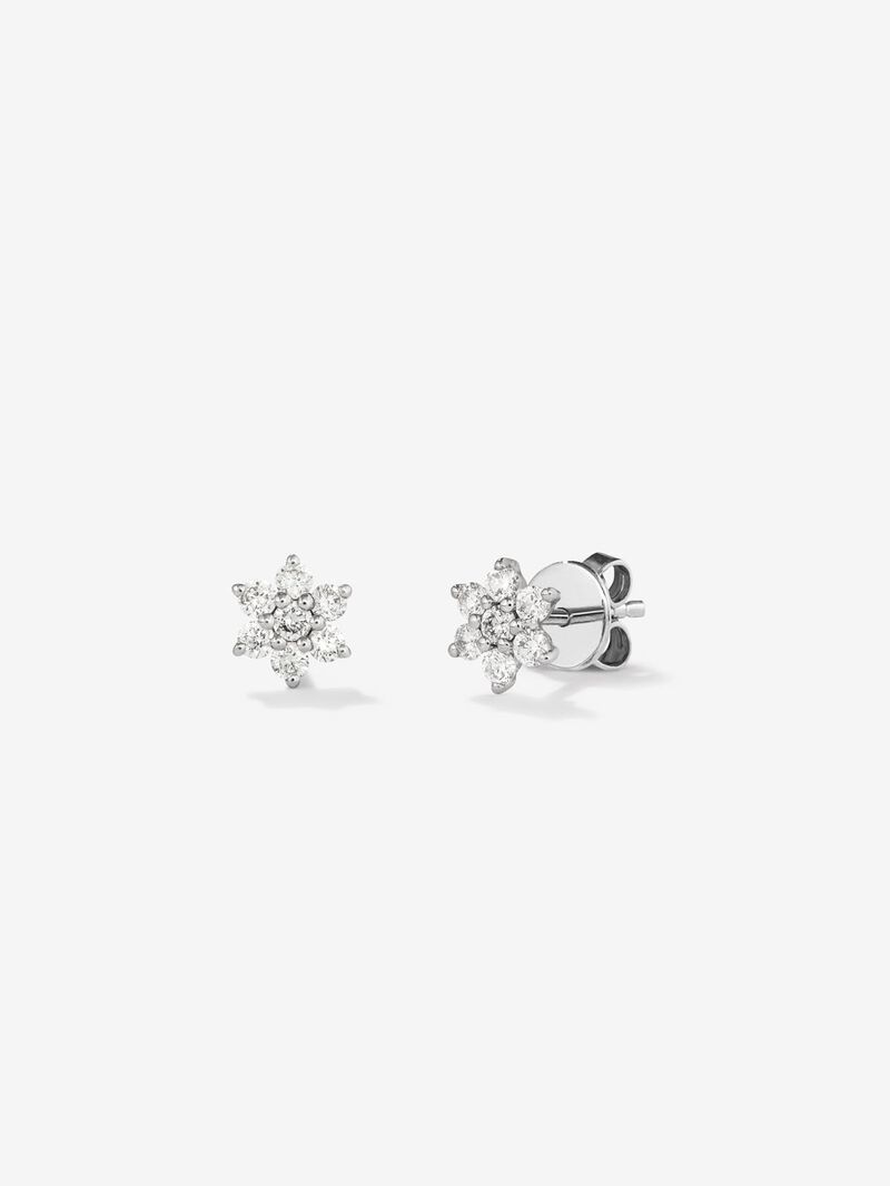 18K white gold earrings with 14 brilliant-cut diamonds with a total of 0.14 cts in the shape of a star image number 0
