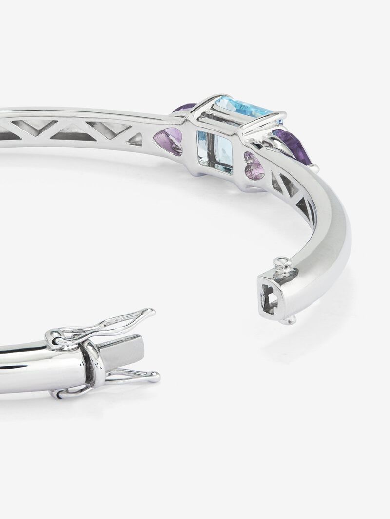 925 Silver rigid bracelet with topaz and amethysts image number 4