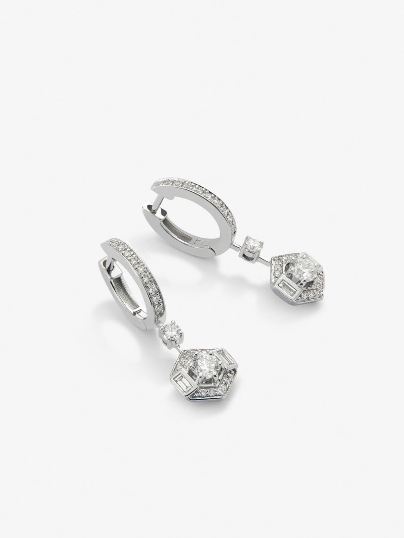 18K white gold earrings with 0.45 ct brilliant cut diamonds image number 1