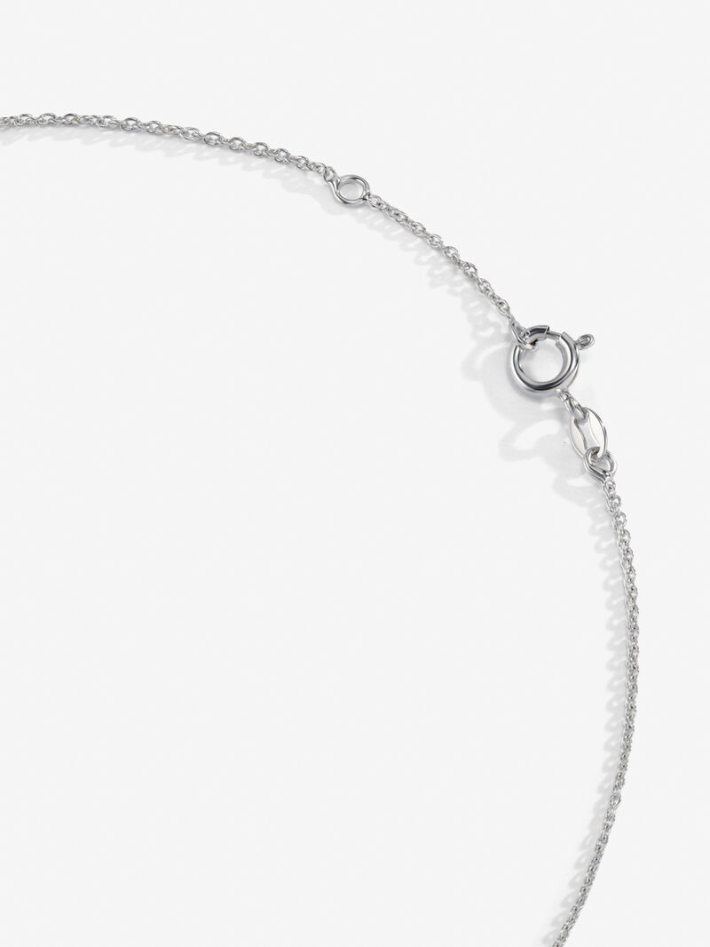 Pendant necklace with small initial in 18K white gold and diamonds. image number 4