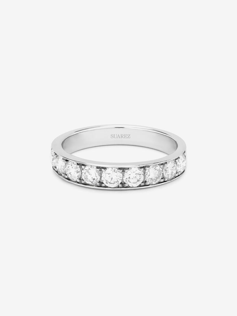 Half ring in 18K white gold with 9 brilliant-cut diamonds with a total of 0.9 cts image number 2