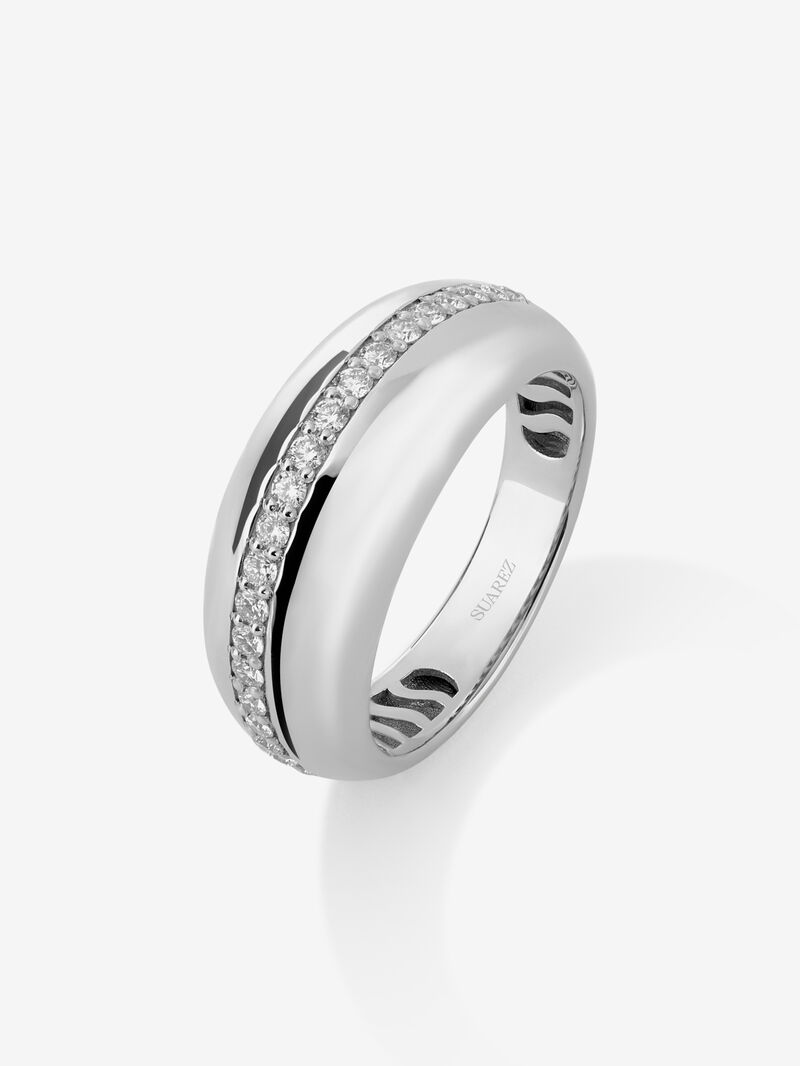 18K White Gold Ring with Brilliant-Cut Pavé Diamonds image number 0