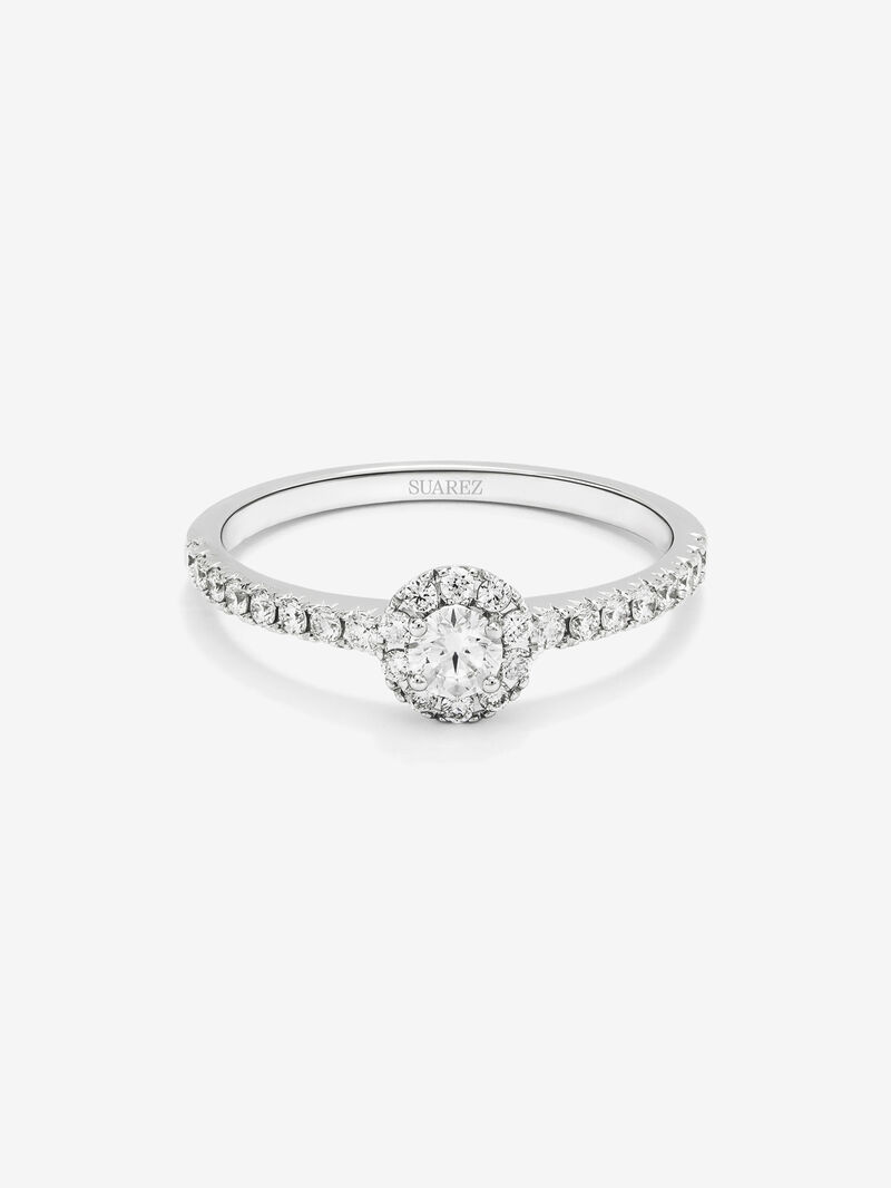 18K white gold ring with central brilliant-cut diamond of 0.15 cts and 26 brilliant-cut diamonds with a total of 0.28 cts image number 2