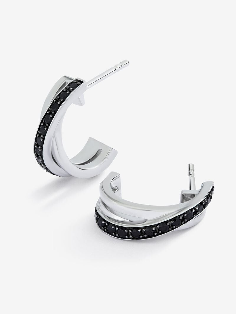 Crossed hoop earrings made of 925 silver with spinels image number 2