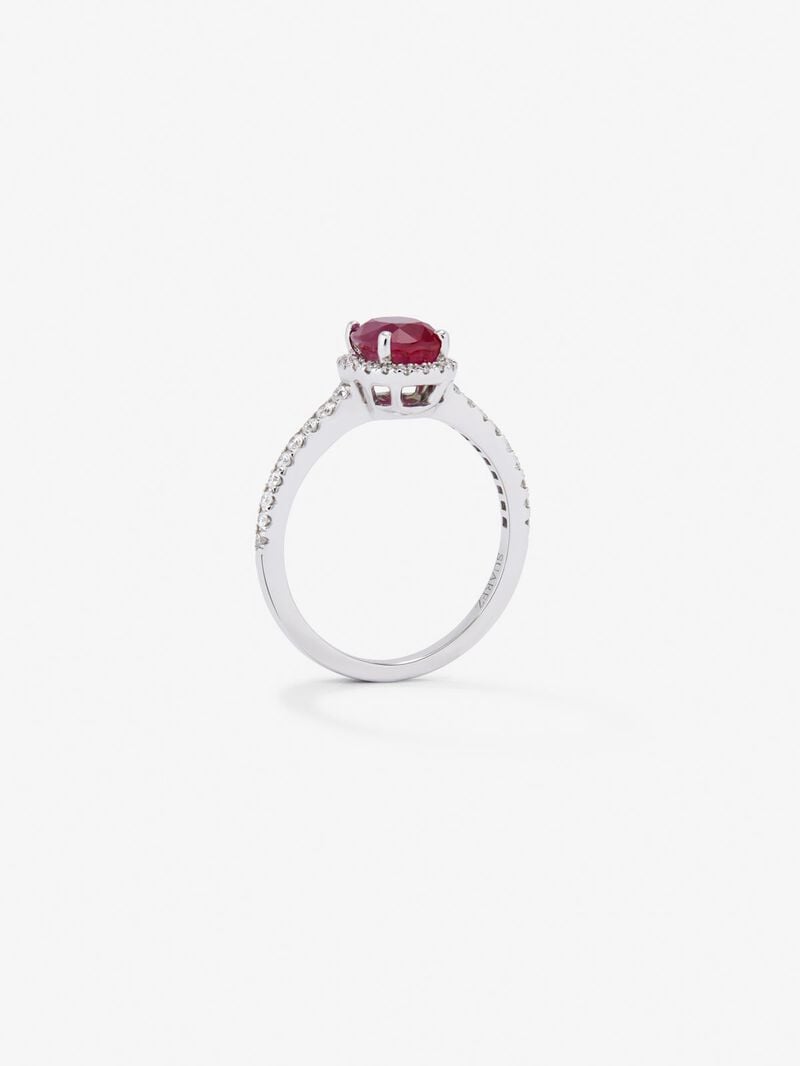 18K White Gold Ring with intense red ruby ​​in 0.68 cts and white diamonds in a brilliant 0.31 cts image number 4