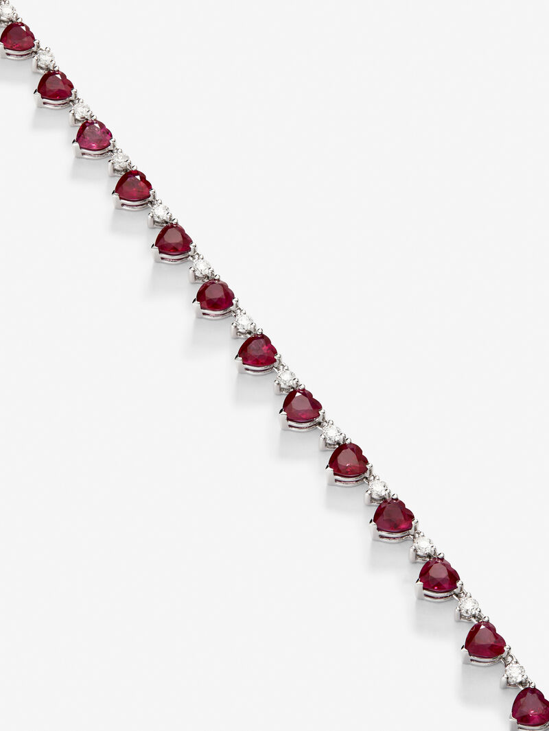 18K white gold necklace with red ruby ​​with 17.03 cts and white diamonds in bright 1.3 cts diamonds image number 2