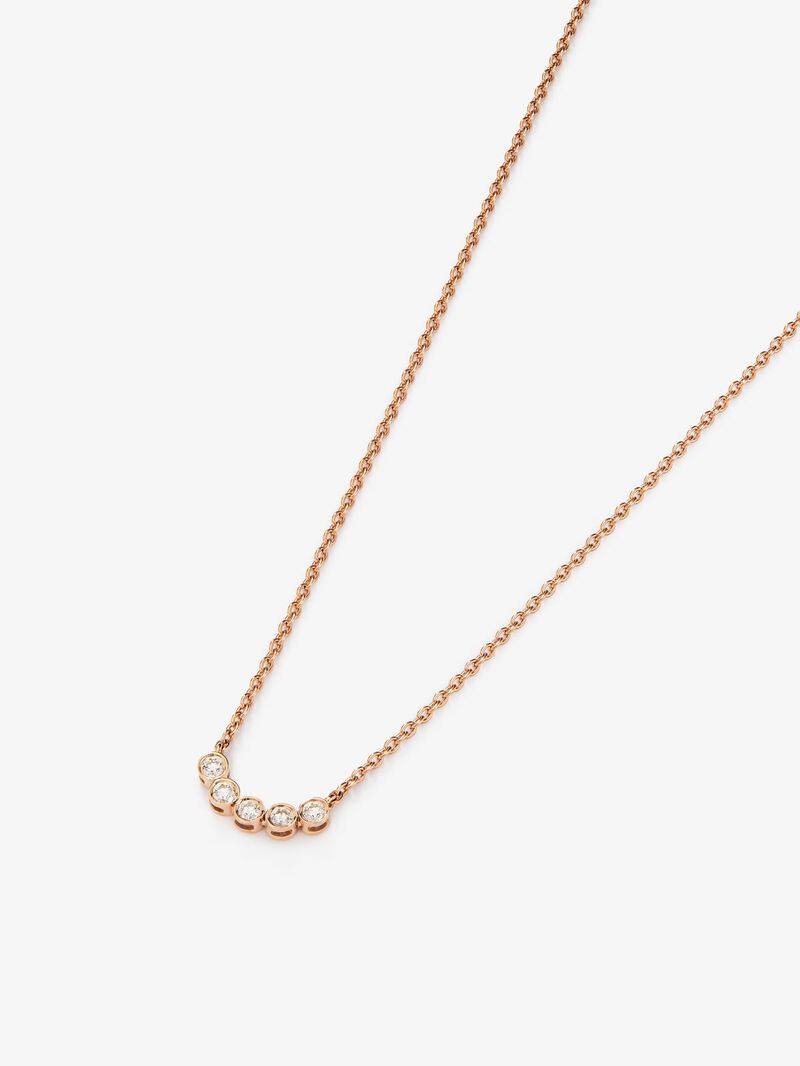 18K rose gold necklace with 5 brilliant-cut diamonds with a total of 0.07 cts image number 2