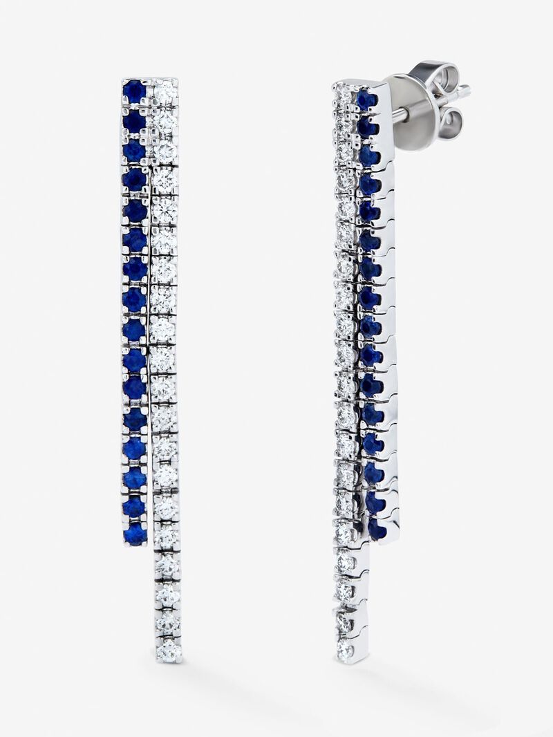 18K White Gold Pendant with Diamond and Sapphire image number 0