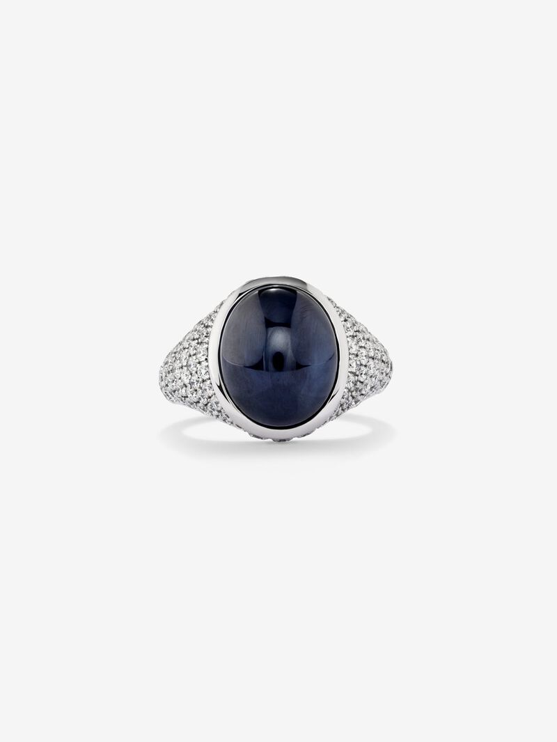 18K white gold ring with blue sapphire image number 2
