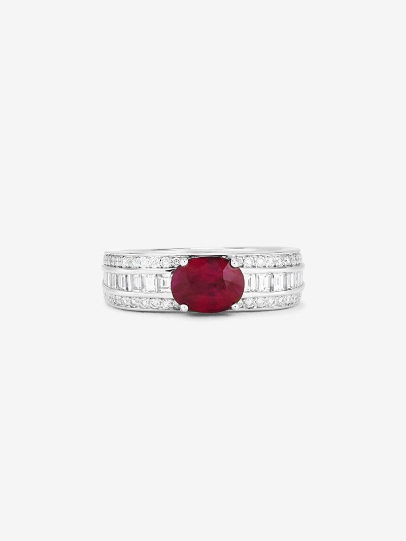 18K White Gold Ring with Red Pigeon Blod Rub image number 2