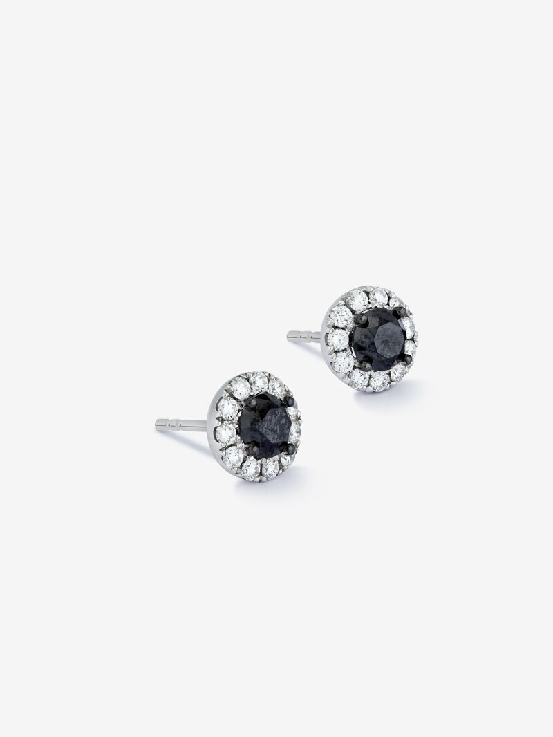 18K White Gold Orla Earstors with Black Diamond and White Diamond image number 2