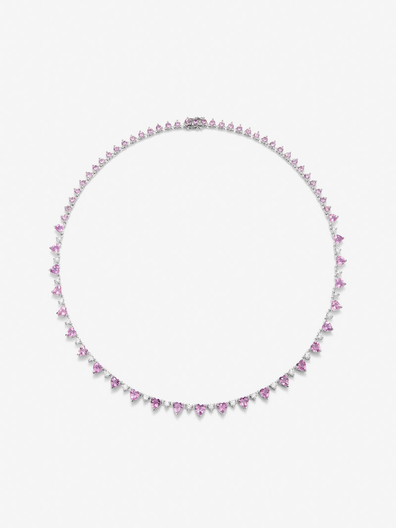 18K white gold necklace with pink sapphires in bright size and 15.31 cts and diamonds in bright 1.89 cts size image number 0