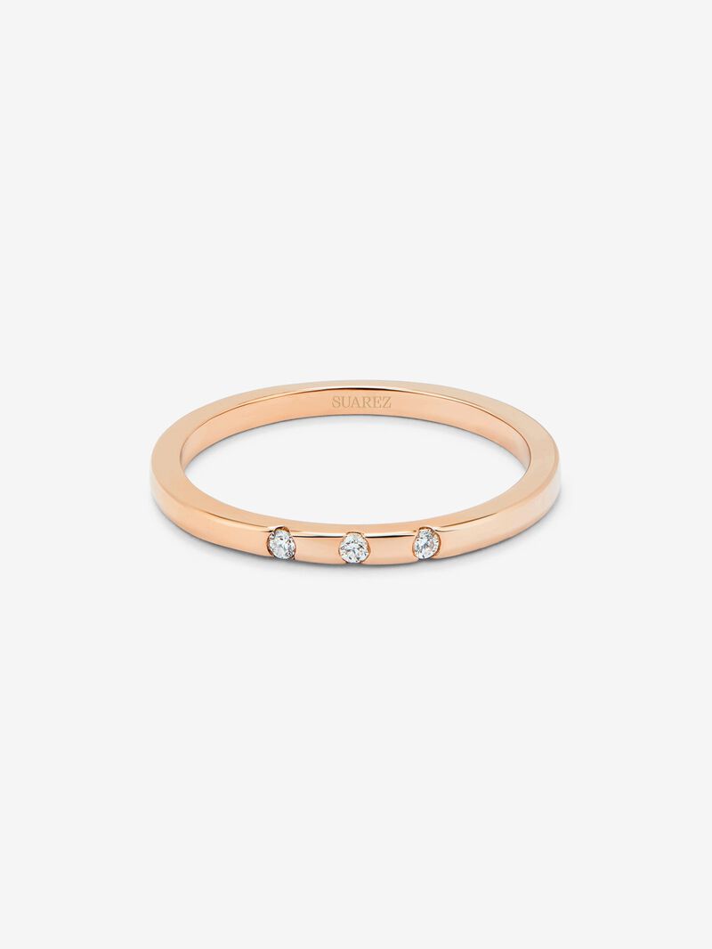 18K rose gold ring with 3 brilliant-cut diamonds with a total of 1.4 cts image number 1