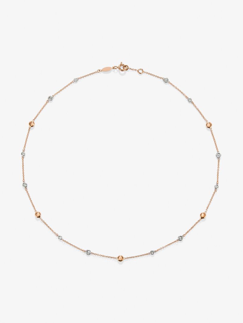 18K rose gold necklace with 12 brilliant-cut diamonds with a total of 0.38 cts image number 0