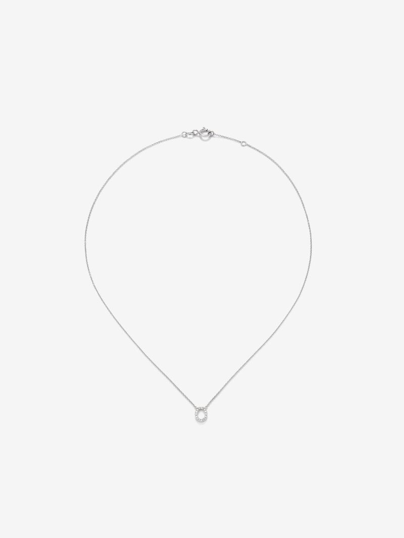 18K white gold pendant with letters and brilliant-cut white diamonds image number 1