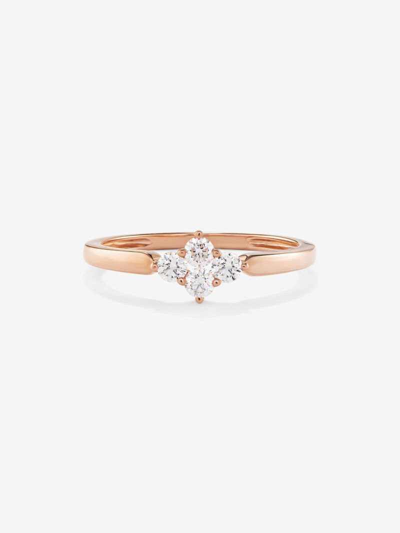 18K rose gold ring with 4 brilliant-cut diamonds with a total of 0.25 cts image number 1