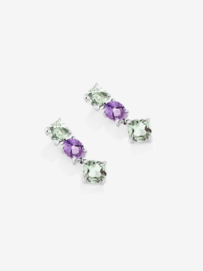 925 silver earrings with green and dwelling in size Cushion and Oval of 5.94 CTS image number 2