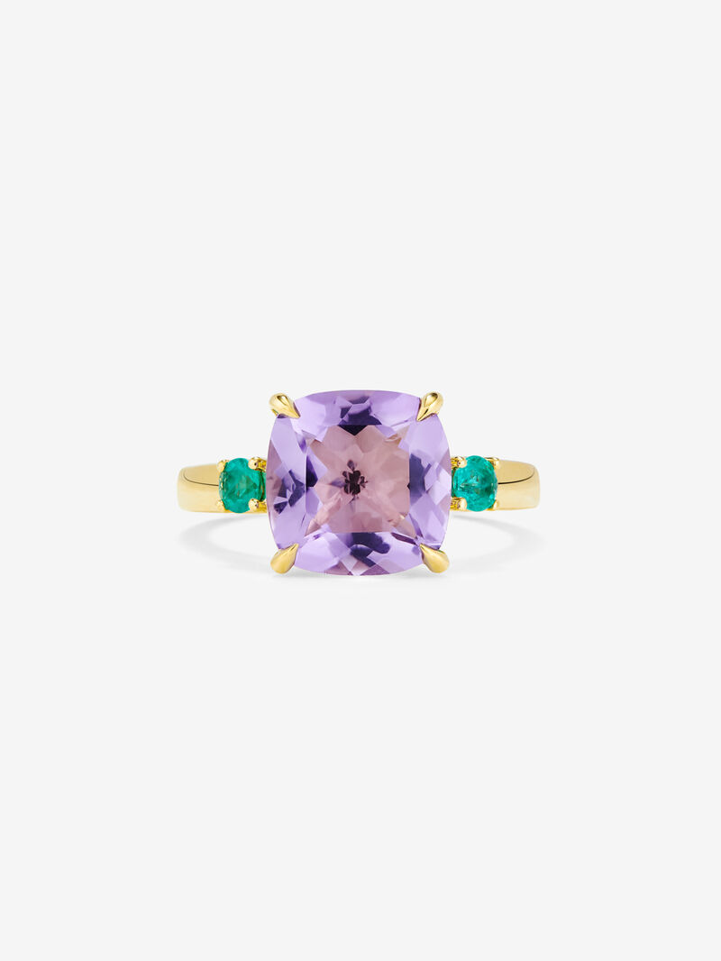 18k Yellow Gold Solitaire Ring with Purple Amethyst image number 1