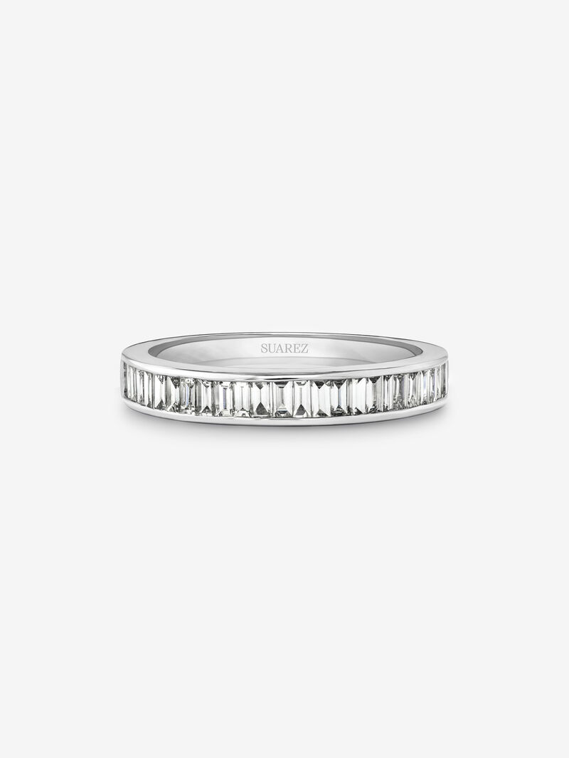 Half-eternity engagement ring in 18K white gold with baguette-cut diamonds on band 0.52ct image number 2