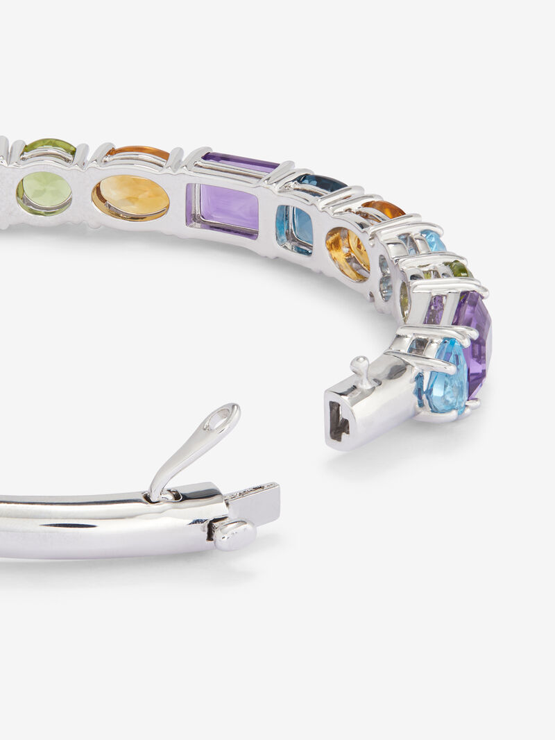 925 Silver rigid bracelet with multicolor gems image number 4